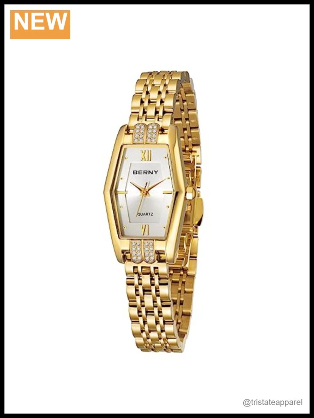 Dainty Hexagon Gold-Tone Quartz Wrist Watch Stainless Steel Bracelet